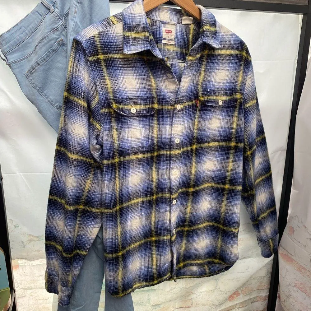 Unisex Levi’s Plaid Worker Flannel Layering Button Up Long Sleeve Overshirt - Image 7