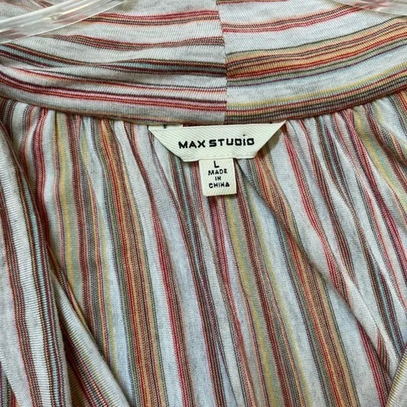 Max Studio Gray Multi‎ Bridge Stripe Sleeveless Swing Tank - L EUC - Image 5