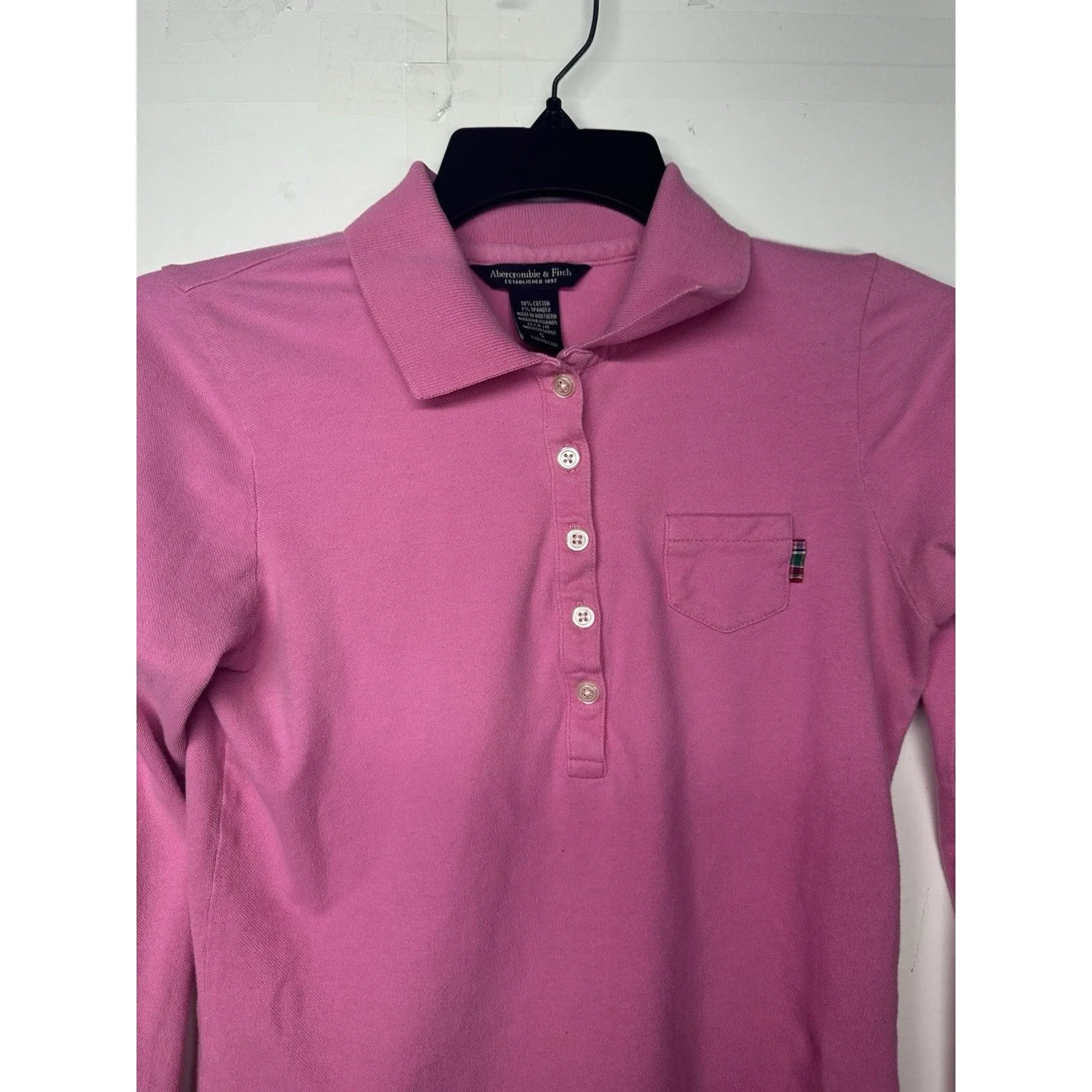 Abercrombie & Fitch Pink Long Sleeve Polo Shirt Women’s Size Small - Image 8