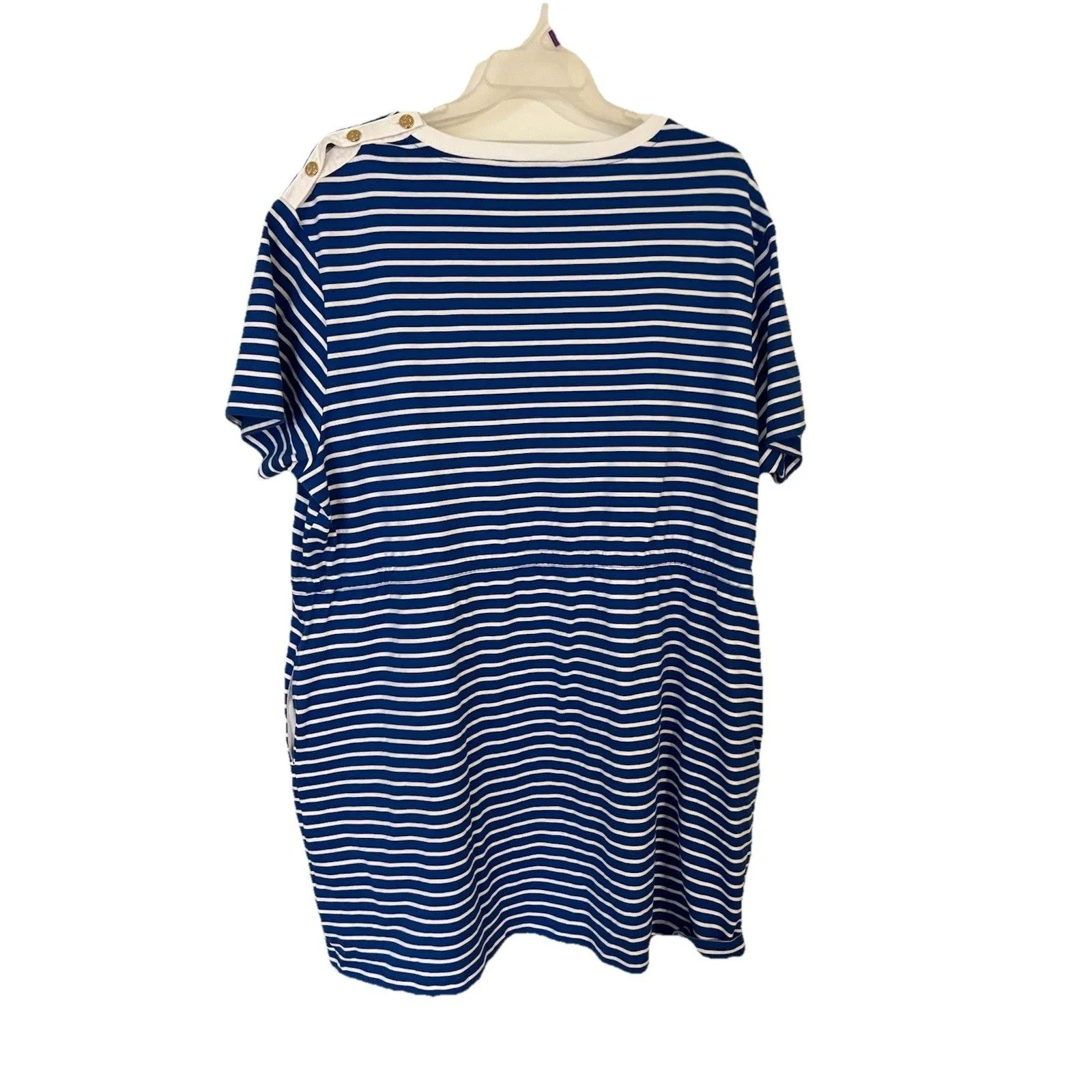 Draper James Tie Waist T-Shirt Dress Blue Nautical Stripe Size 3XL NWT Coastal - Image 3