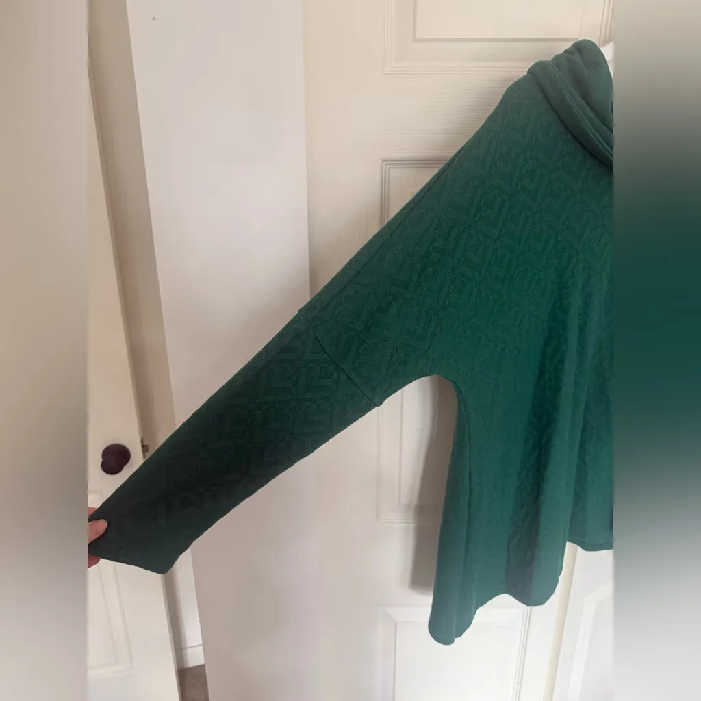 NWT I.N. Studio Emerald Green Cowl Neck Oversized Sweater Flowy Top Size Large - Image 3