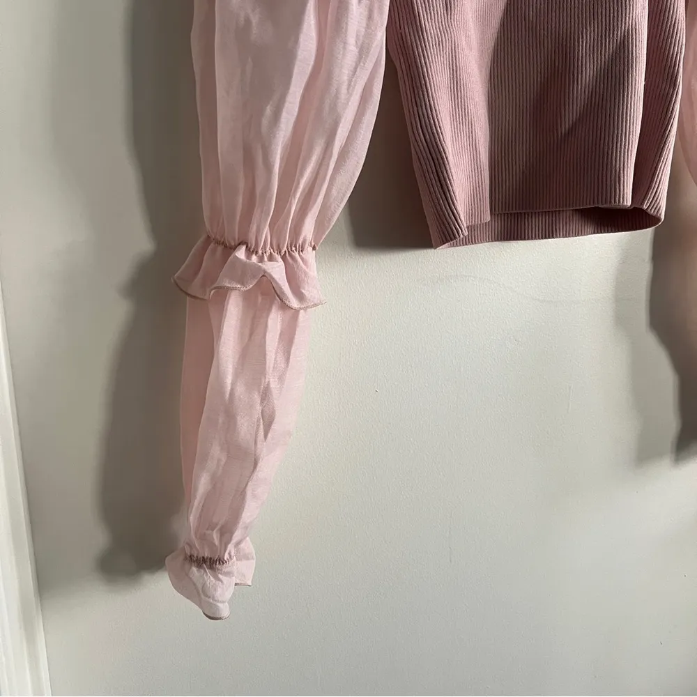 Zara Women Organza puff sleeve pale pink  Knit Top - Image 10