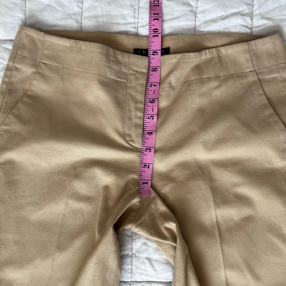 Theory Tan Cotton Lyrca Stretch Sleek Pleated Mid Rise Capri Slacks 90's y2k- 10 - Image 7