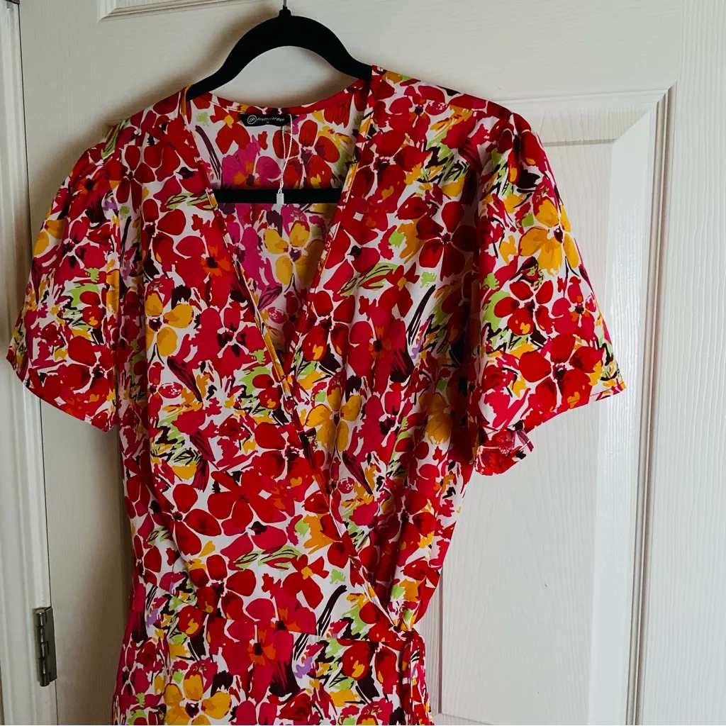 PRETTYGARDEN Women's Summer Wrap Maxi Dress Casual Boho Floral size X - Image 4