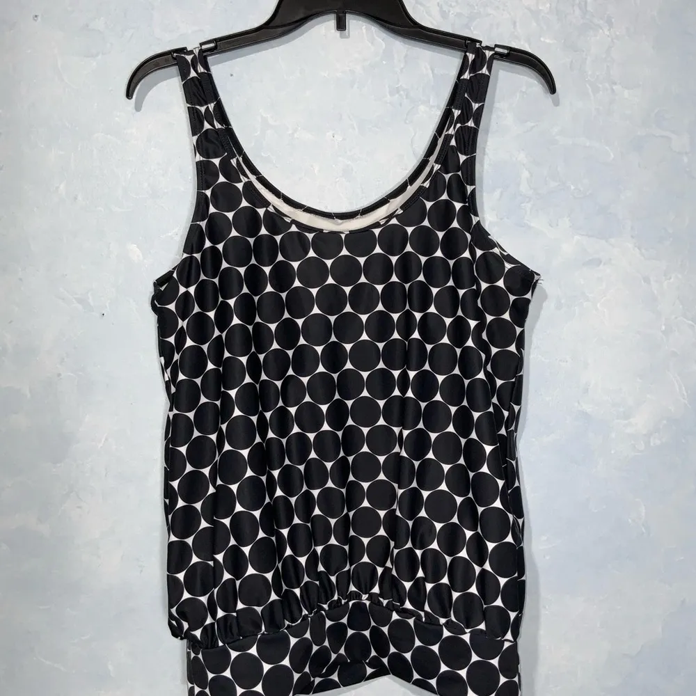 Tankini ~ Black & White Polka Dot ~ Tank Style ~ Padded ~ Swimsuit ~ Large - Image 5