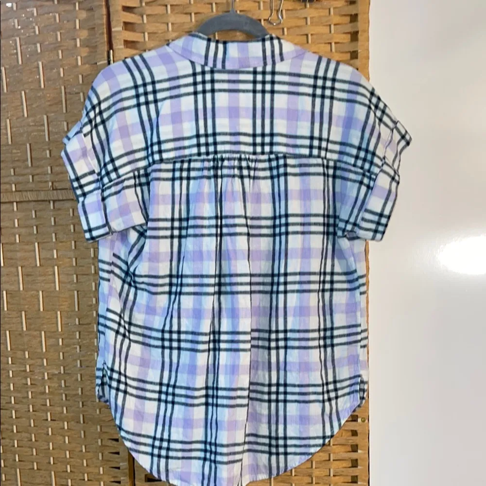 Caslon Plaid Button Down Shirt - Blue and White - Image 3