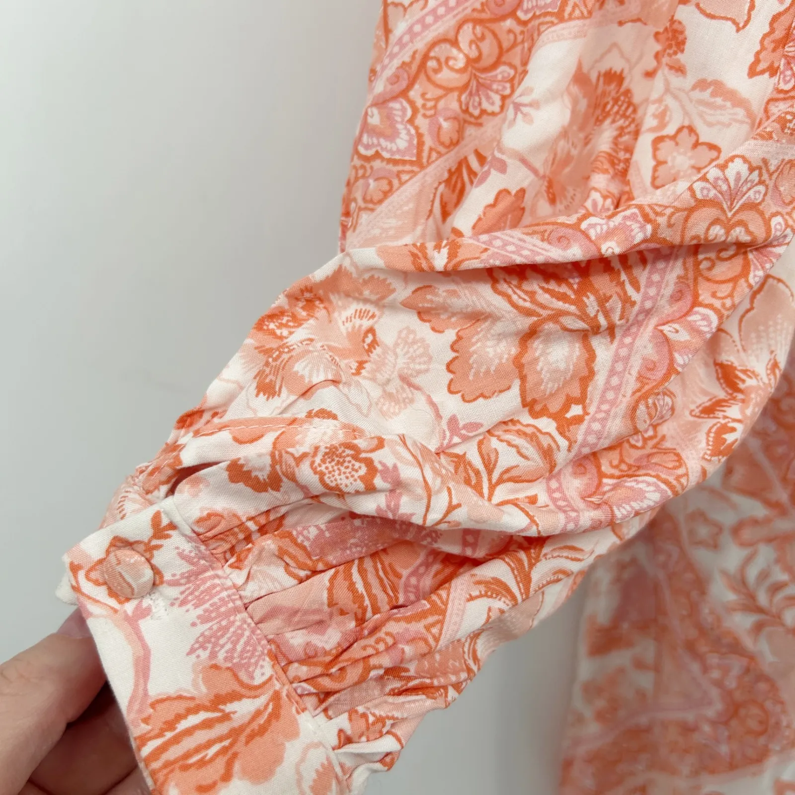 All About May Womens Boho Paisley Print Cutout Maxi Dress Open Back Size 2 Coral Orange - Image 5