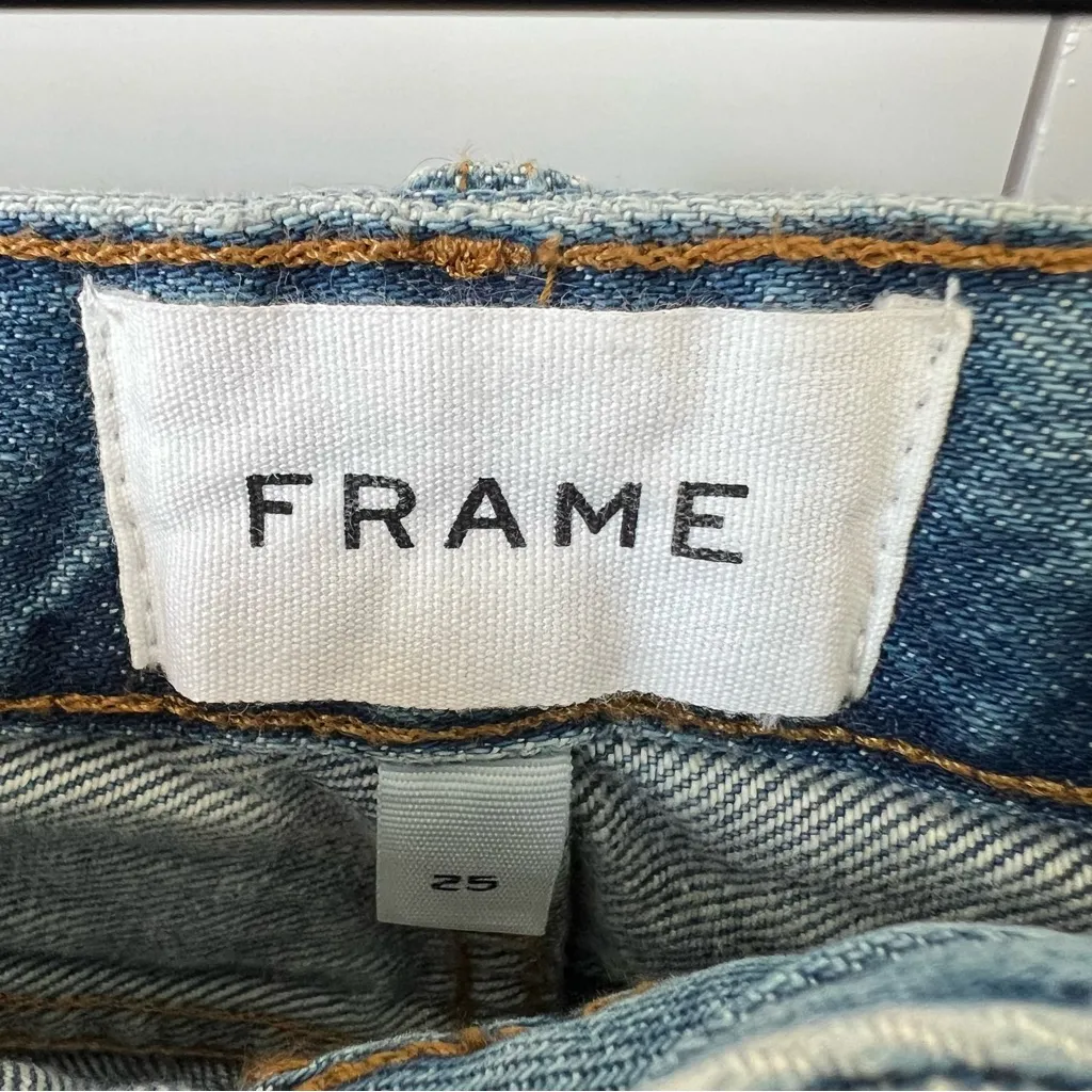 FRAME Frayed Cut Off Denim Shorts - Image 7