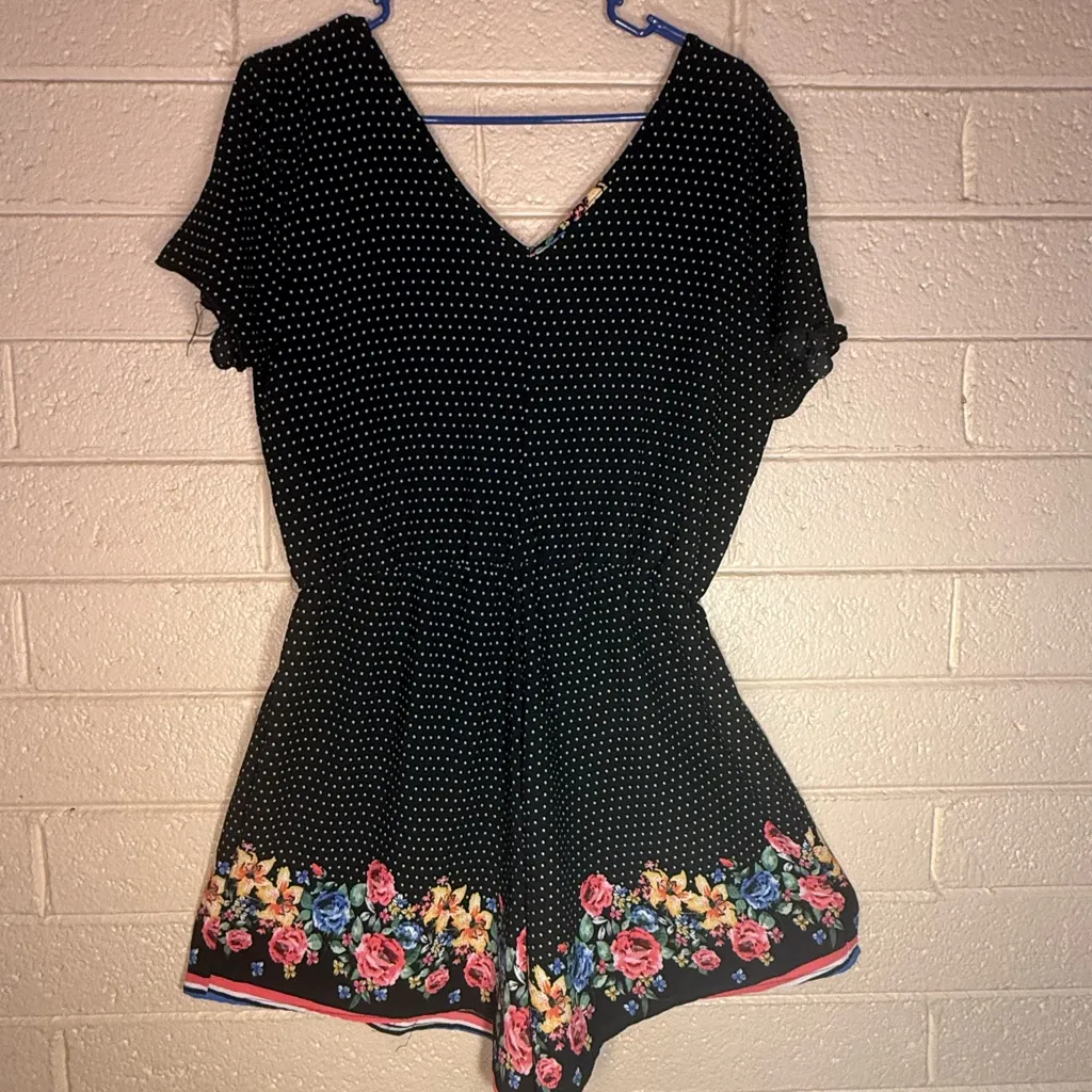 La Gypsy   Black Floral Polka Dot Romper - Image 2