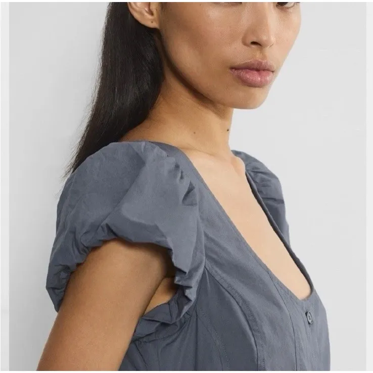 NEW Aritzia Wilfred Women's Governess Cotton Poplin Dress Vintage Navy - Image 5