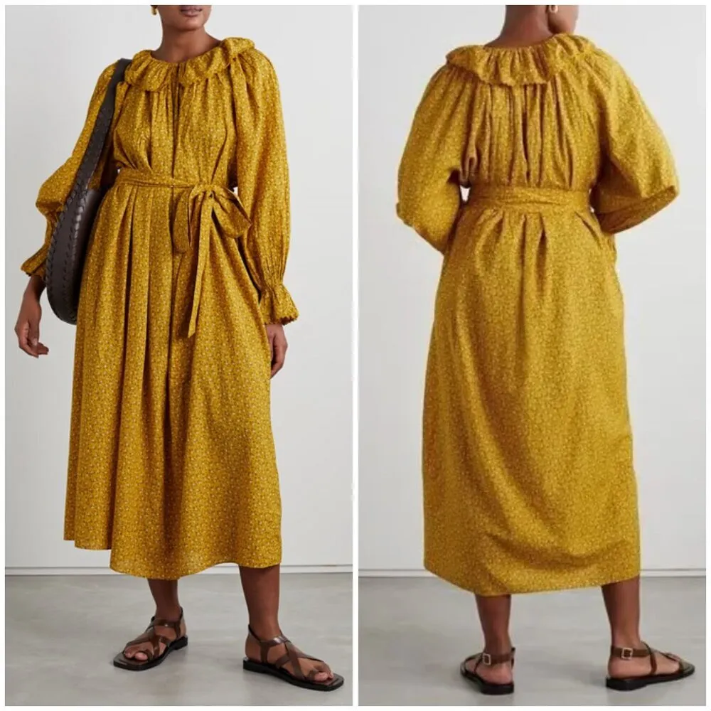 💕DOEN💕 Rory Dress ~ Peter Pan Collar Sunsoaked Foothills Floral Print XXS NWOT Yellow - Image 8