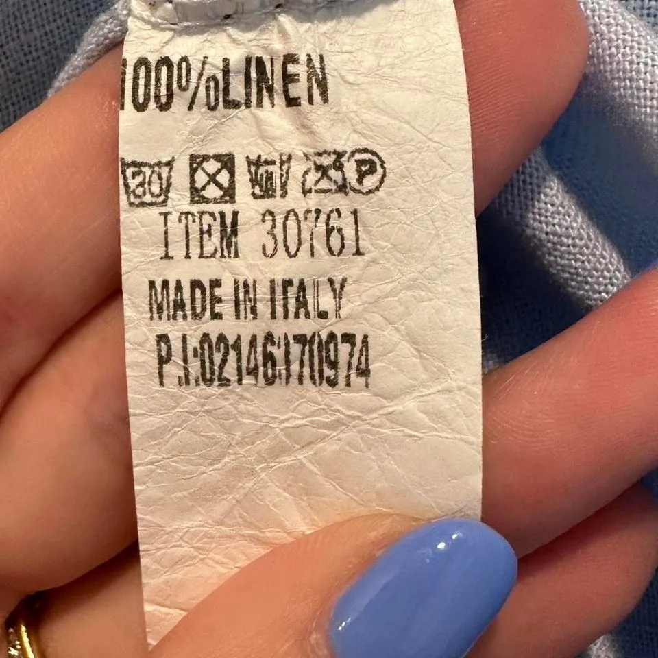 Saga Light Blue Linen Collared Belted Shirt Dress Made in Italy One‎ Size Size undefined - Image 7