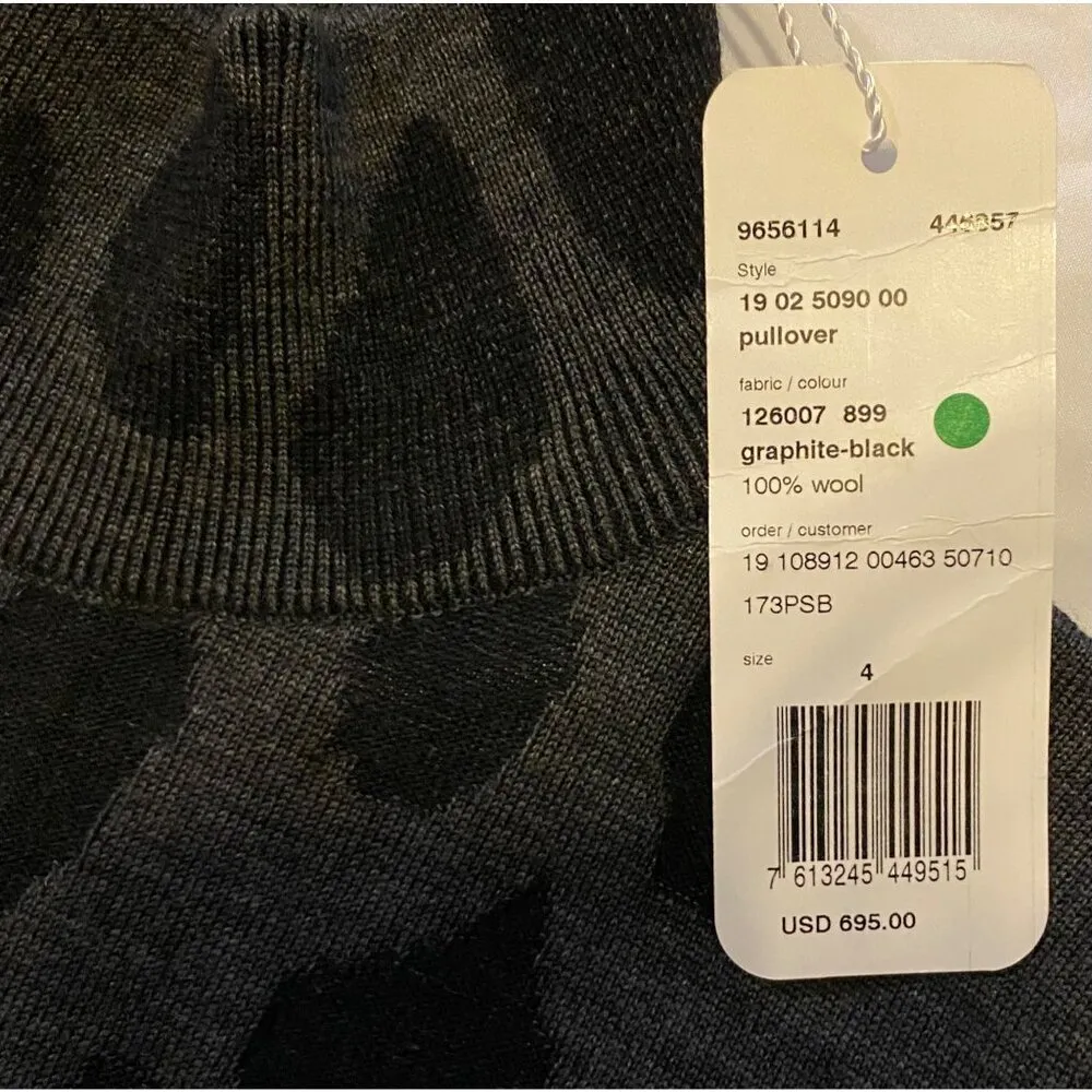 $695 NWT Akris Punto 4 Animal Dot Jacquard Sweater Wool Pullover Mock Neck Gray - Image 7