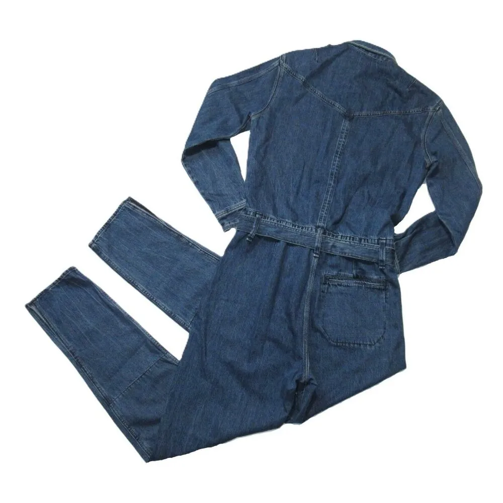NWT rag & bone Mia Jumpsuit in Vincent Slim Slit Leg Denim 1-Piece M $395 - Image 5