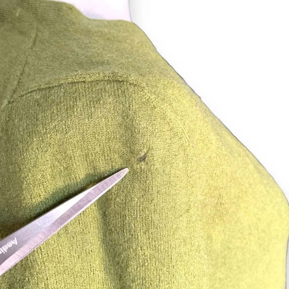 Vintage Green Cardigan Sweater Merino Wool V - Image 6