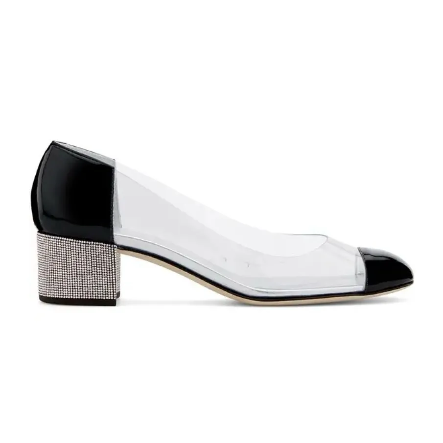 Giuseppe Zanotti Vitrum Clear Rhinestone Embellished Block Heel Pump Flats 40 - Image 3