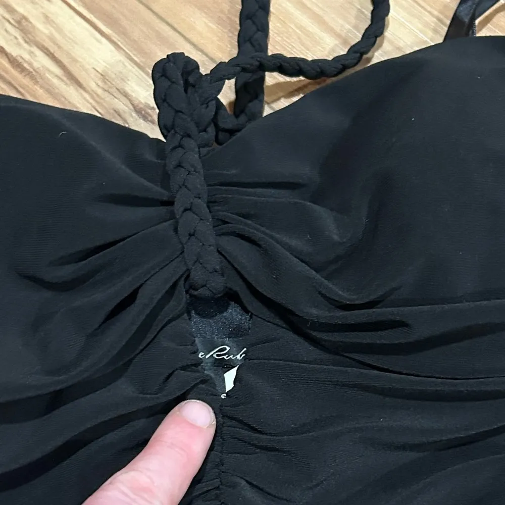 Lillie Rubin Black Asymmetrical Ruched Sundress Halter Neck Size 8 - Image 3