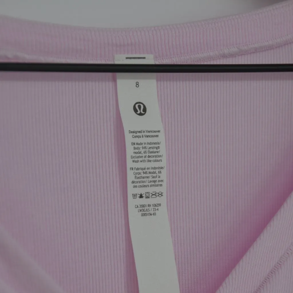 Lululemon Side-Cinch Ribbed Cardigan in Meadowsweet Pink Modal Button Front 8 - Image 7