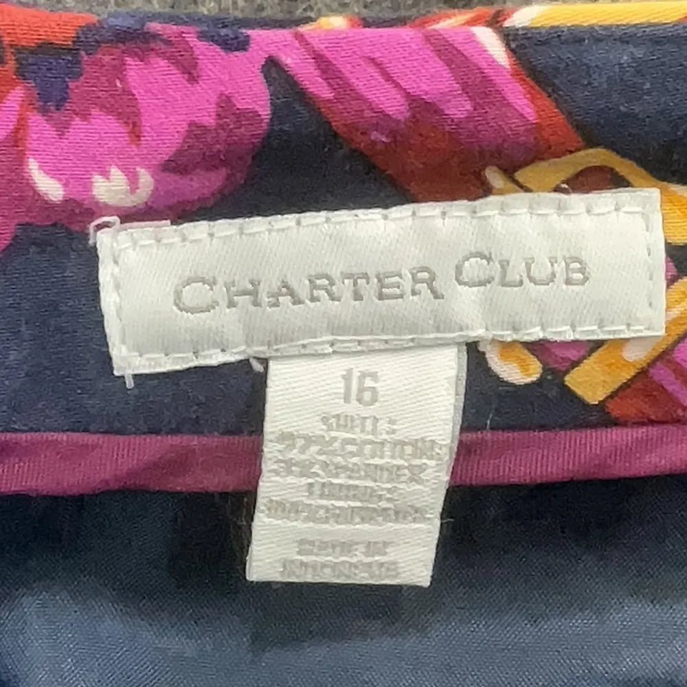 Charter Club Classic Navy Floral Equestrian Belt Pencil Skirt Women’s Size 16 - Image 4