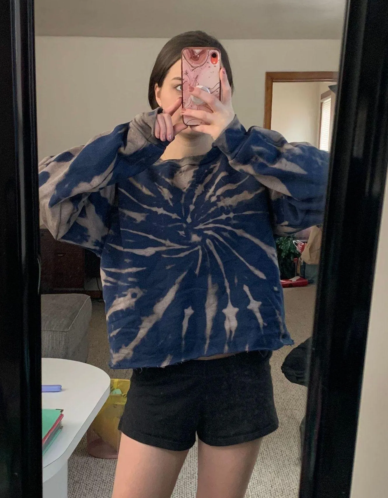 Handmade Bleach Dyed Cropped Crewneck - Image 8