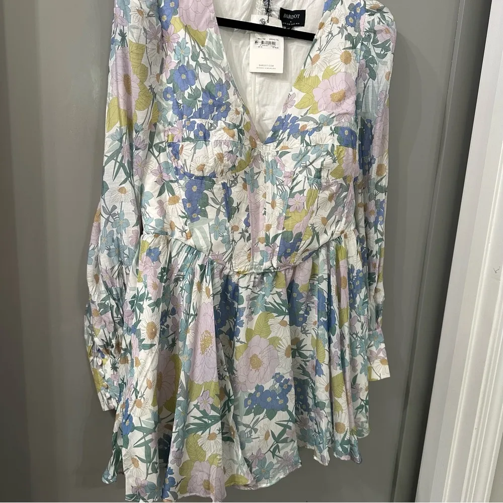 NWT Bardot Dress Zelina Spring Floral Long Sleeve Minidress Size XL / US 10 - Image 6