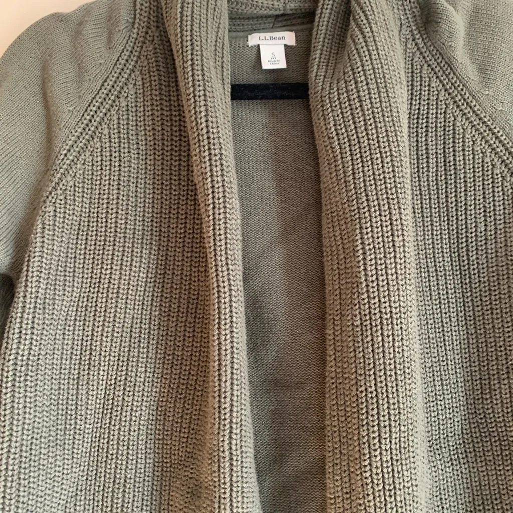 L.L. Bean Forest Green Cotton Cardigan Sweater Women Size Small Long Sleeve - Image 2