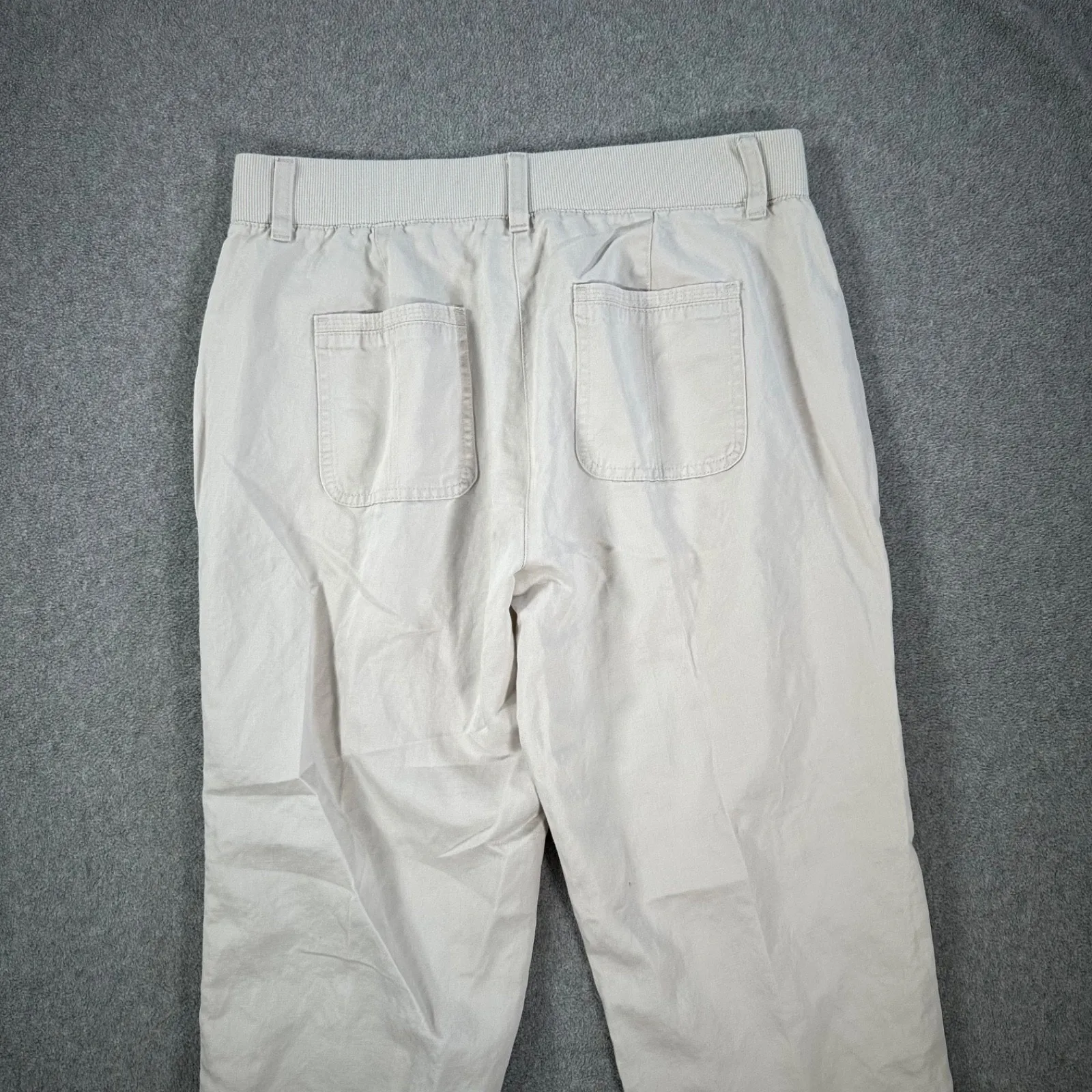 J.Jill Roll Tab Pants Women Small Beige Straight Leg Elastic Waist Linen Blend - Image 10