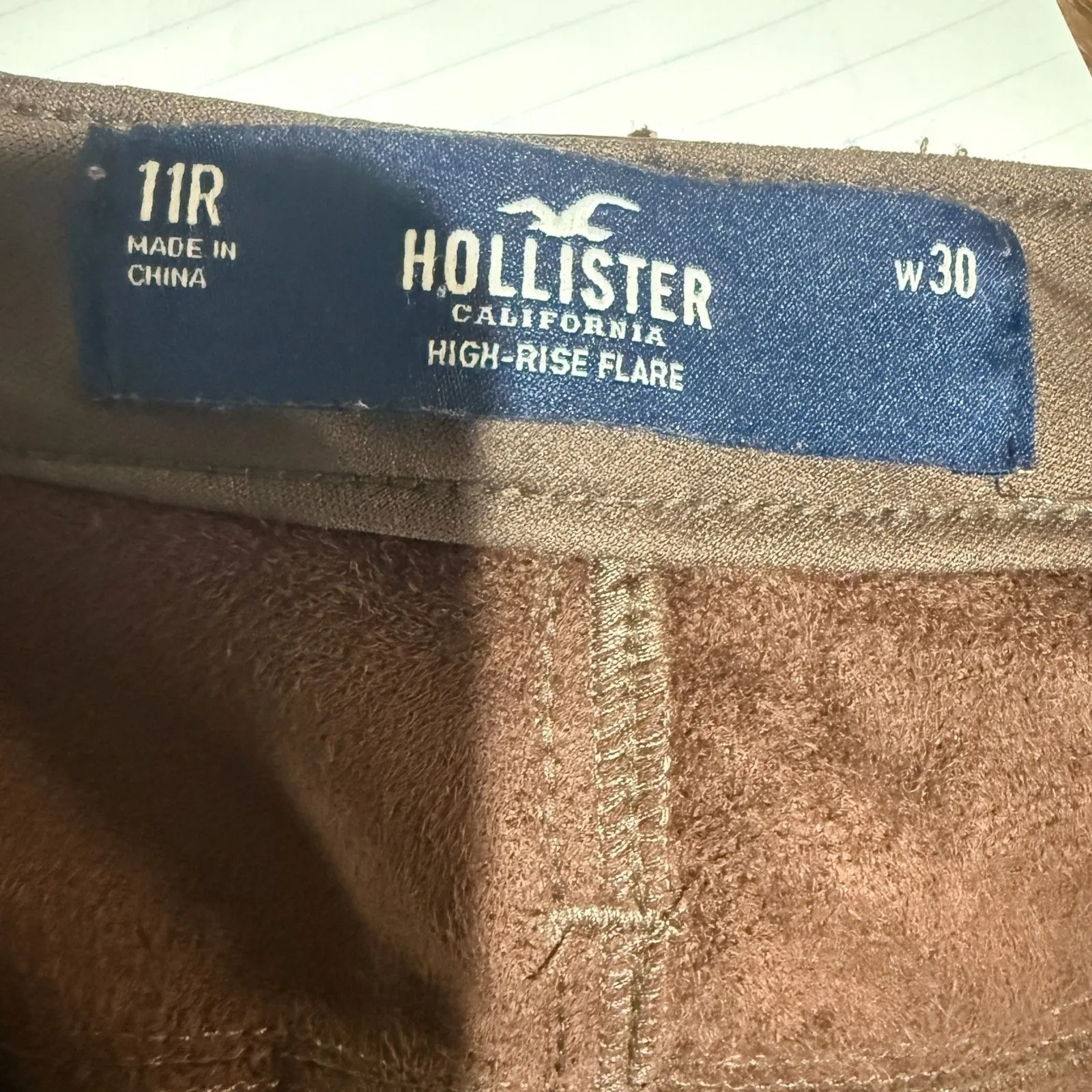 Hollister Women's Vegan Leather High Rise Flare Pants 11 Regular Brown Boho 70s - Image 4
