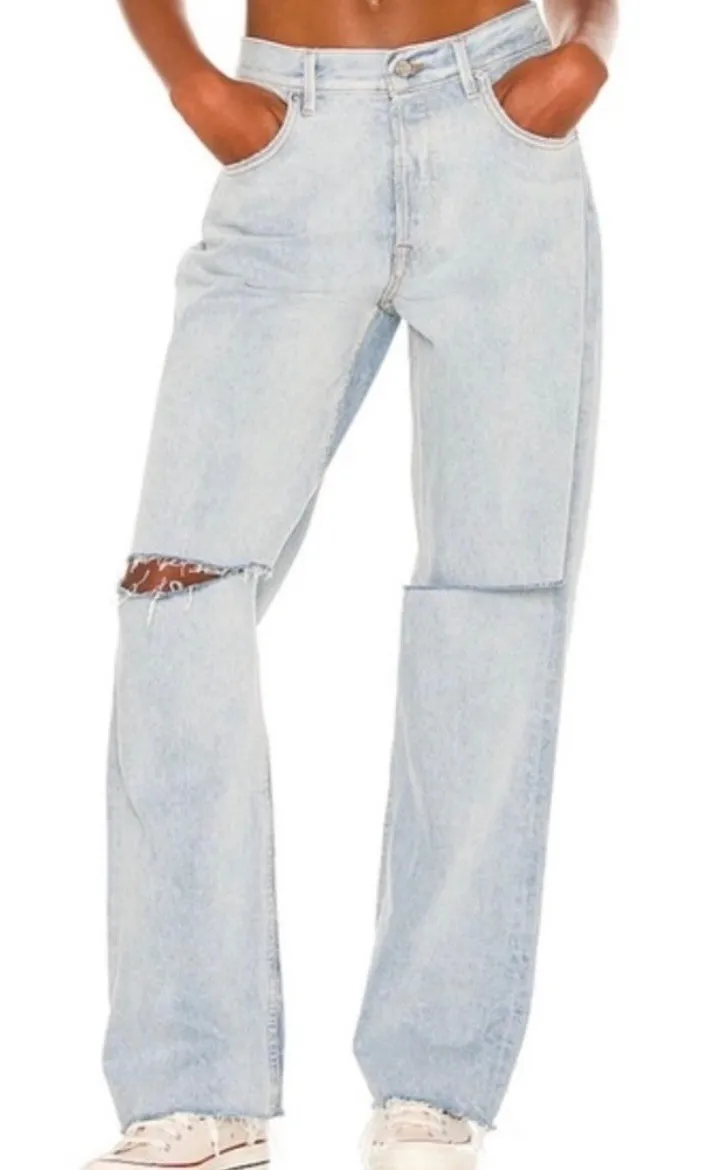 GRLFRND The Bella Low Rise Boyfriend Jeans Light Wash Distressed Echo Park 27 - Image 1
