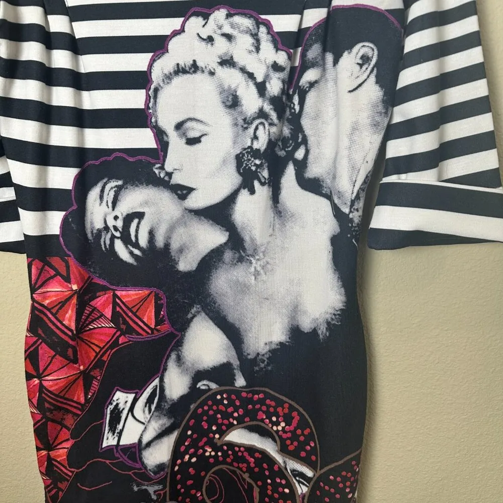 Desigual Rainbow Style 27V2781 Threesome 69 Dress Black and White Size Medium - Image 3