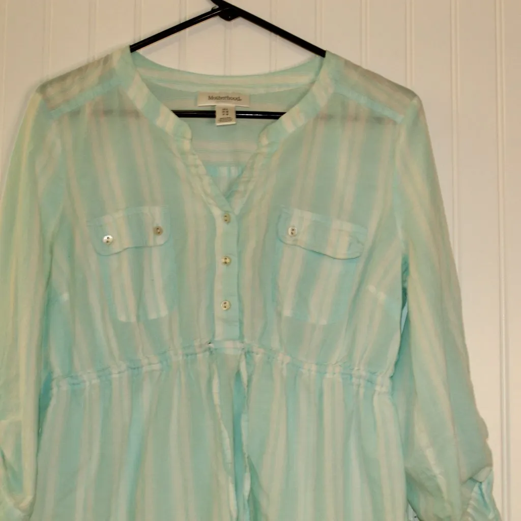 Motherhood Maternity Ladies Blouse Top 3/4 Sleeve Tie Up Waist Size Large - Image 2