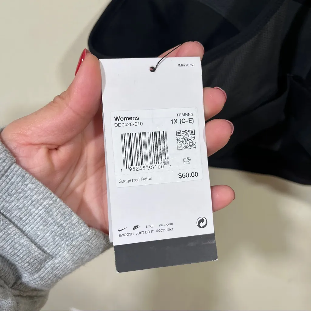 NWT Nike Womens Swoosh High Support black adjustable back size 1X - Image 3