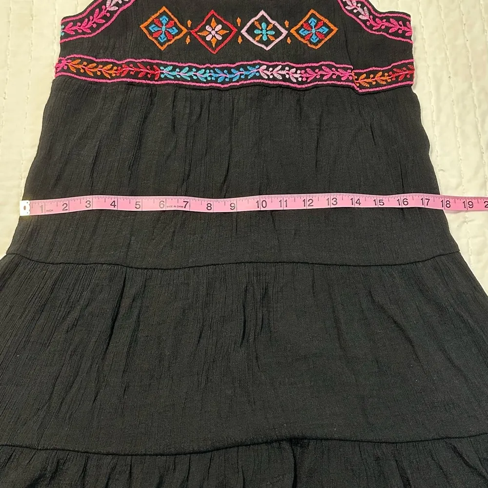 AUGUST SKY Black Embellished Mini Dress with Square Neck and Flutter Sleeves Size L - Image 6