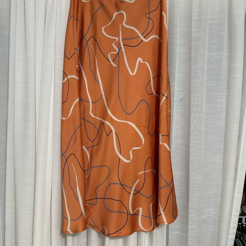 Stella Dallas Elegant Orange Patterned Skirt - Image 3