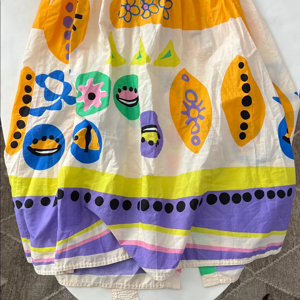 ZARA ABSTRACT COLORFUL PRINTED BUTTON DOWN MIDI DRESS XS - Image 9