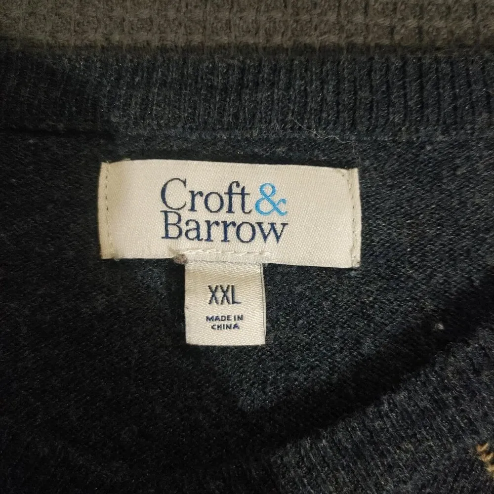 Sweater Long Sleeve 2X Large Croft & Barrow Men Argyle Cotton Nylon Modal Blend - Image 2