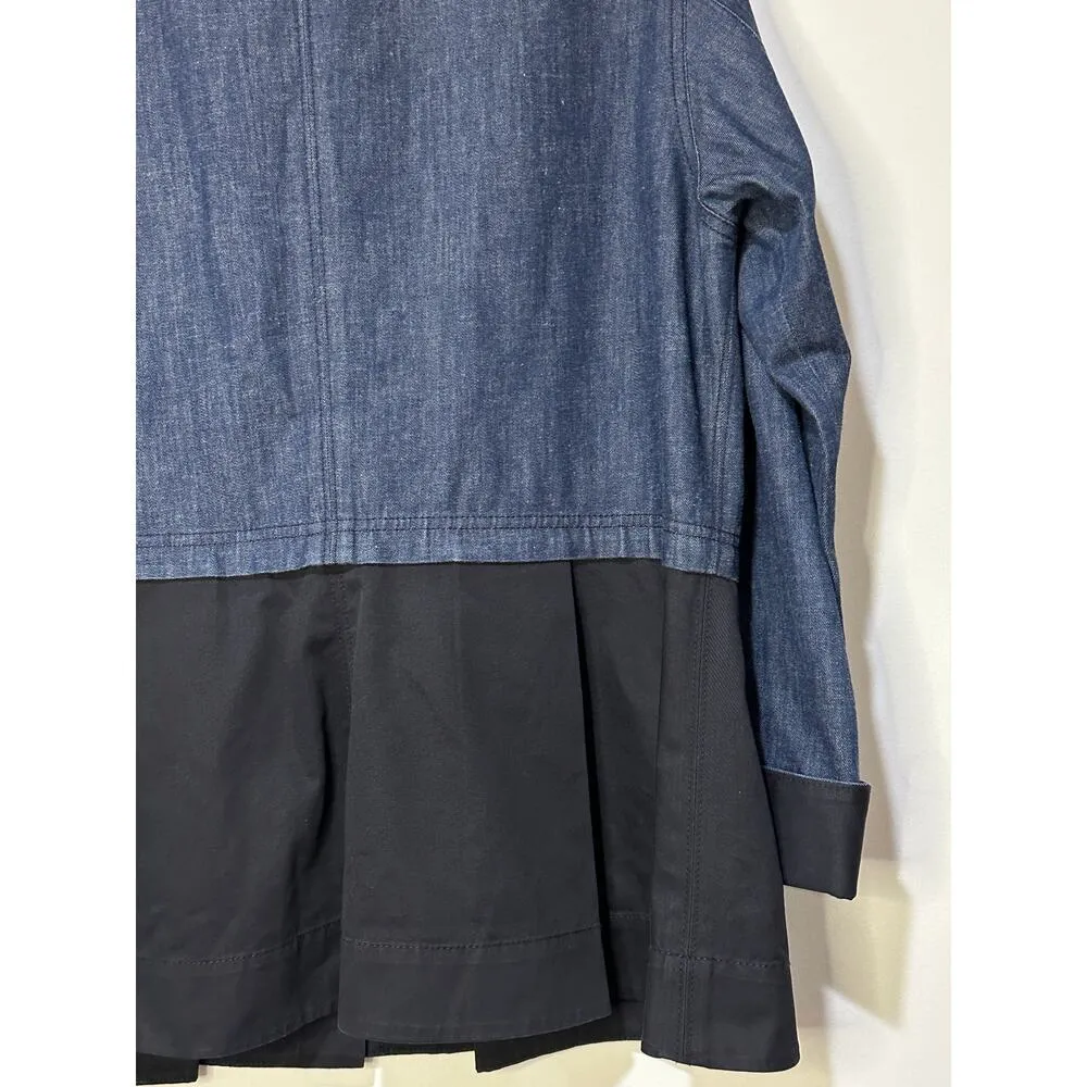 Elizabeth and James York Chambray Button Front Jacket Indigo Peplum Size Medium - Image 12