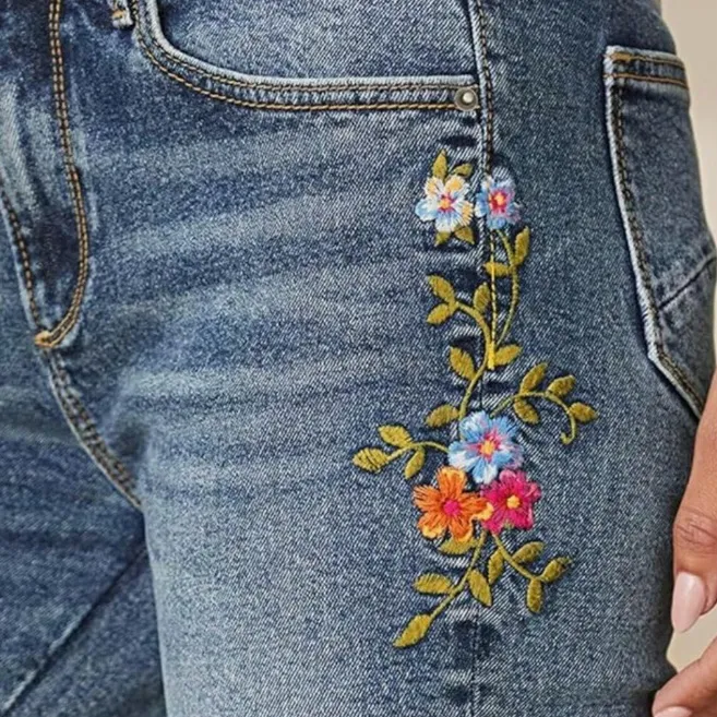 Flamingals Floral Embroidered Boot Cut Jeans - Image 10