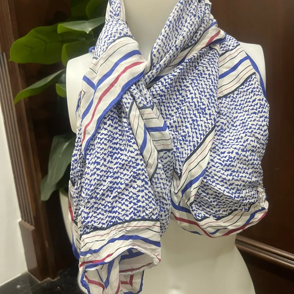 Tommy Hilfiger, red, white and blue scarf silk - Image 3