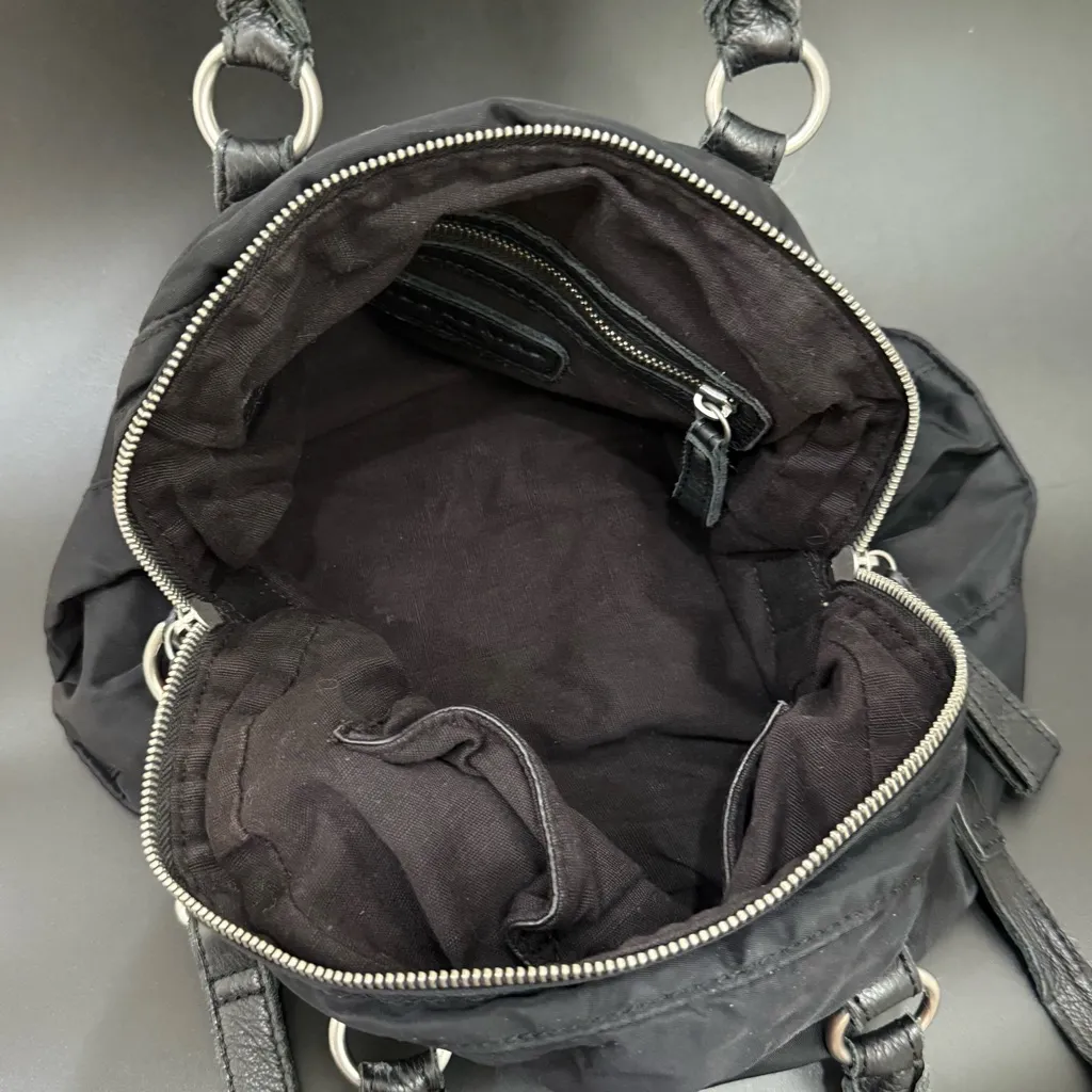 LIEBESKIND BERLIN Naomi Black Nylon & Leather Slouchy Crossbody Handbag - Image 5