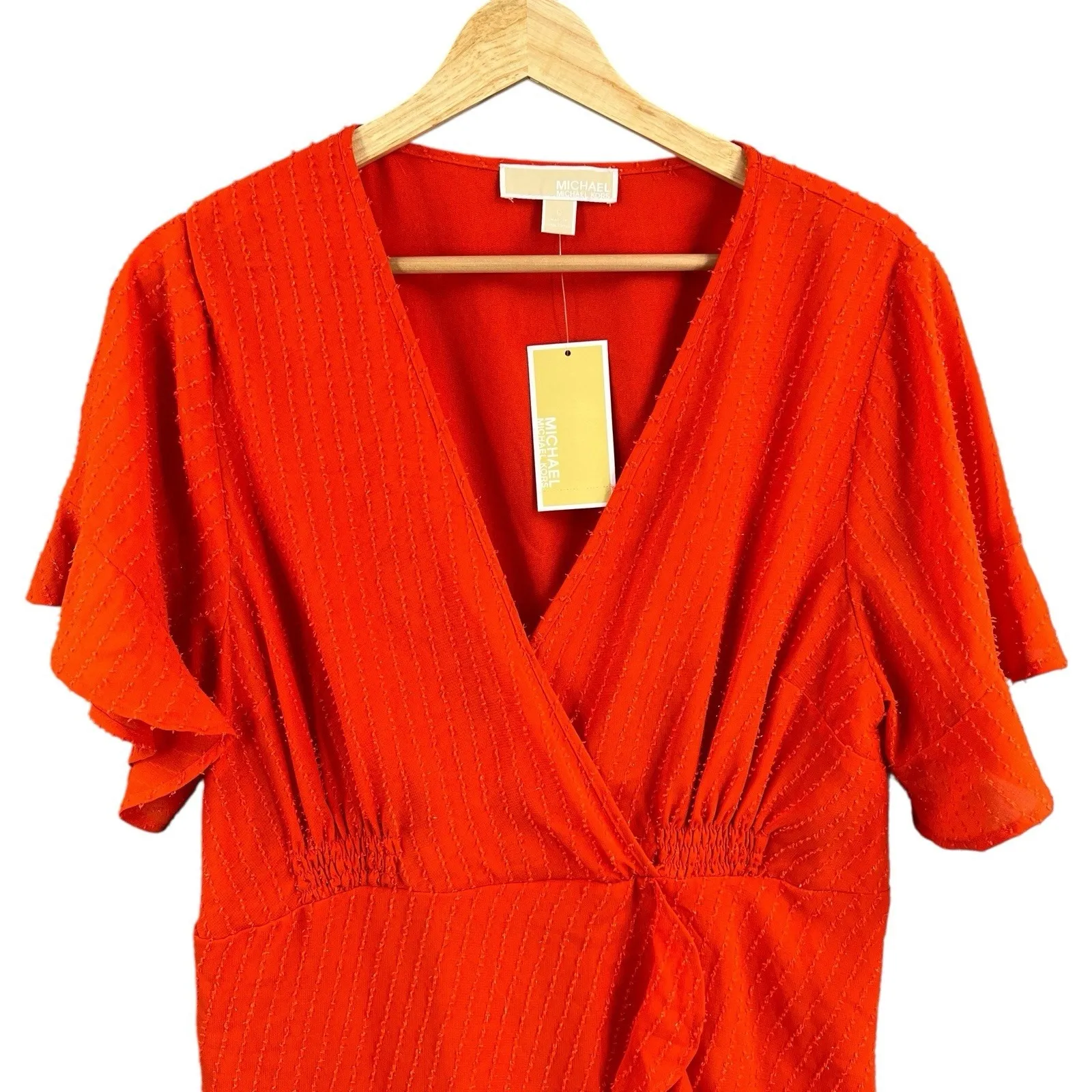 Michael Michael Kors Dress Red Ruffle Sparkle Detail Size Large New - Image 2