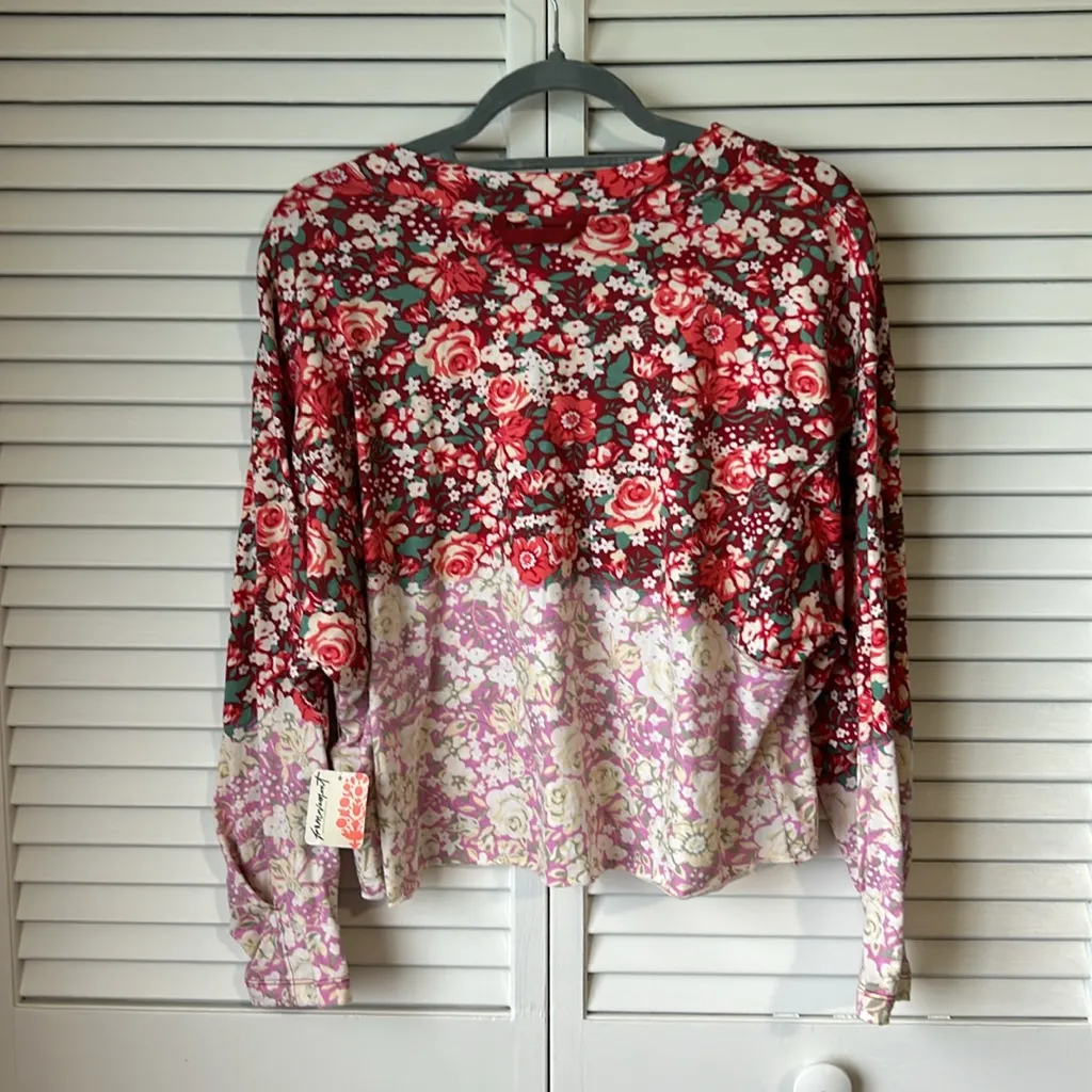 FP Movement Free People Inspire Printed Layer Faded Poppy Red XS NWT - Image 5