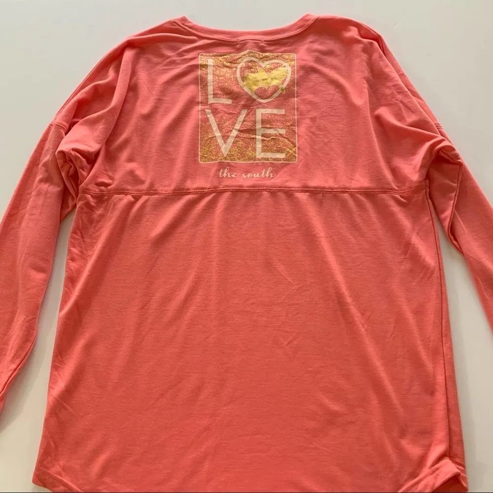 Red Camel Coral Pink “Love the South” Oversized Long Sleeve Shirt XL - Image 6