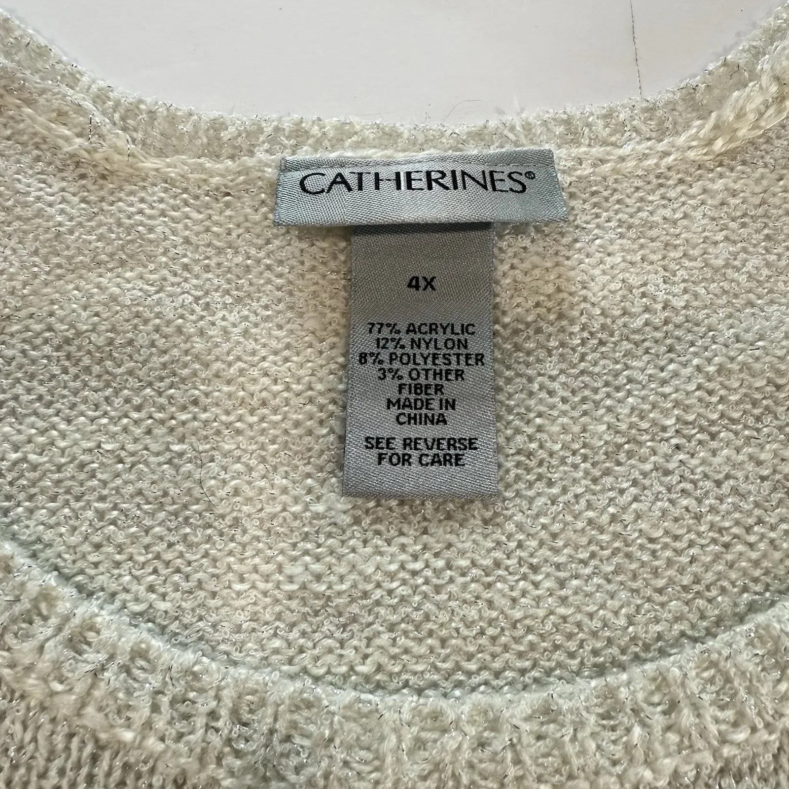 Catherines Beige Striped Long‎ Sleeve Pullover Lightweight Sweater Size 4X - Image 9