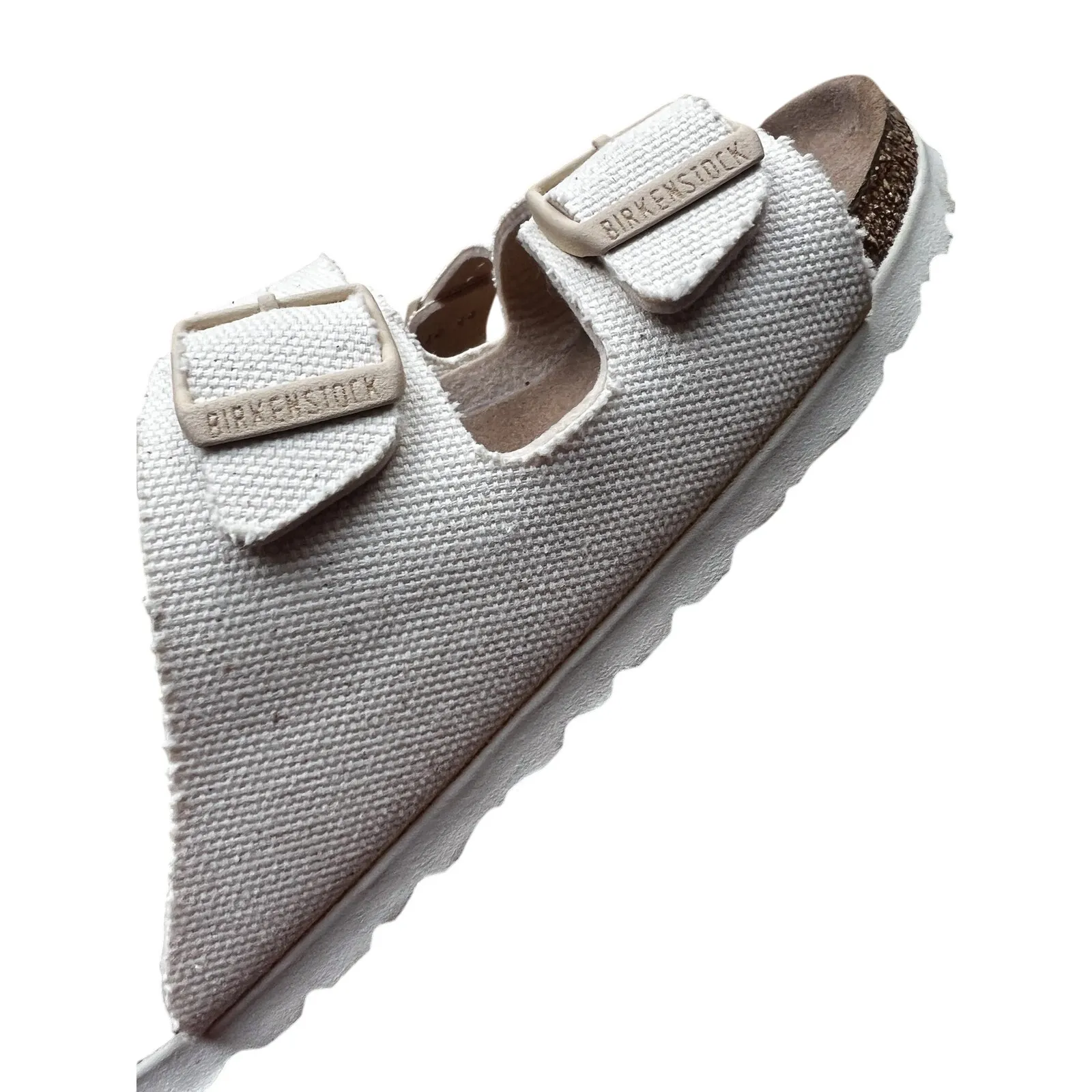 Birkenstock Arizona Rivet Logo‎ Vegan Canvas Eggshell Slides Size 36 Sandals - Image 7