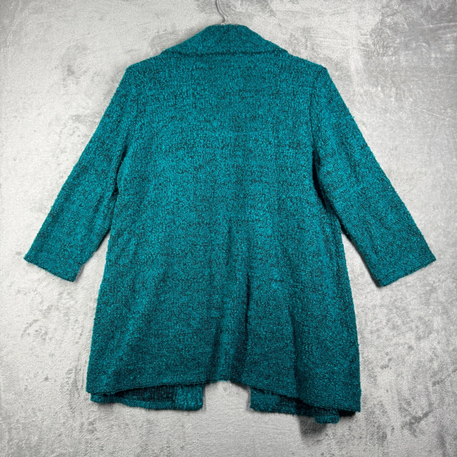 Slinky Brand Cardigan Women Open Front Textured Knit Casual Teal Black XL - Image 3