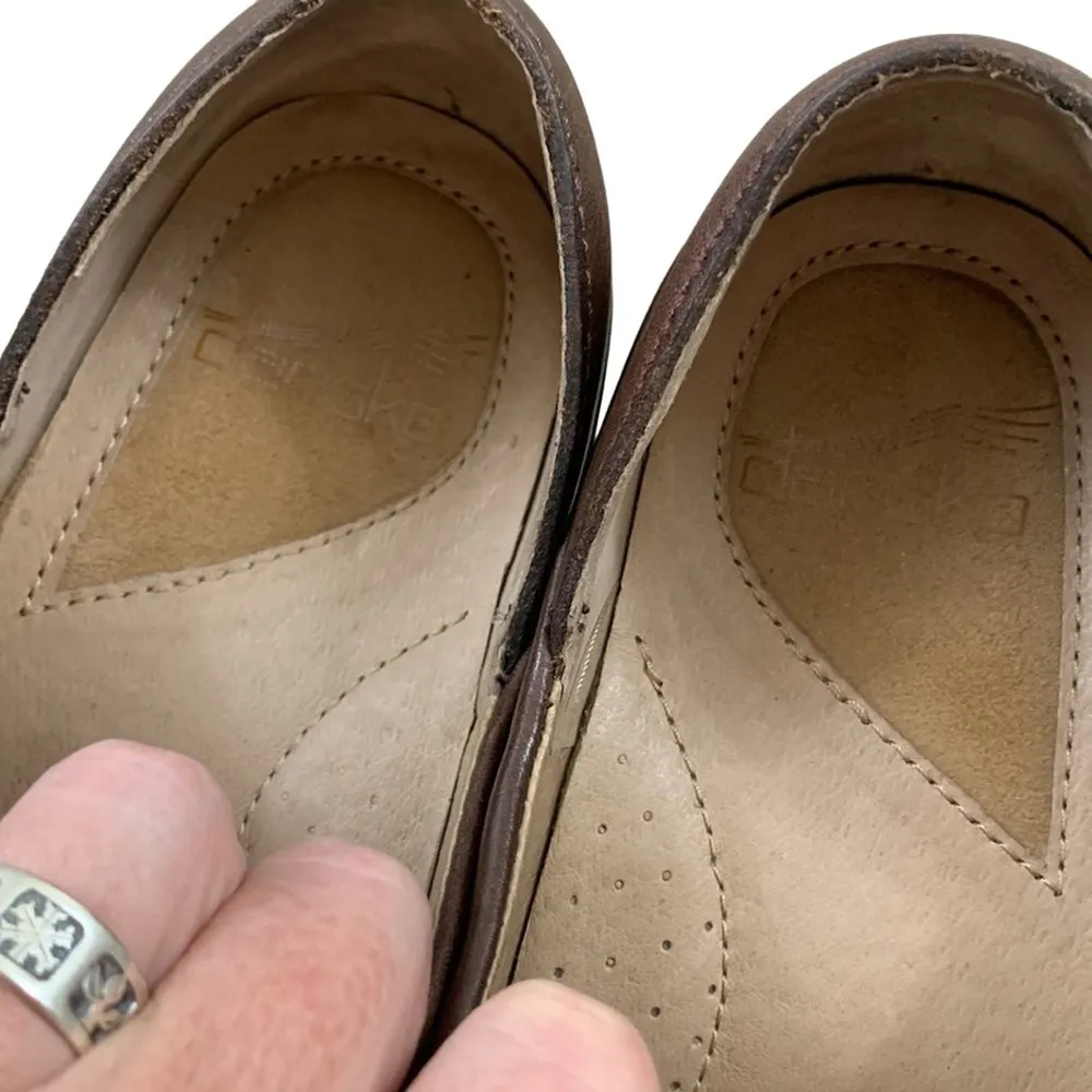 Dansko 9821457800 Brown Leather Split Toe Floral Clogs Shoes 37 - Image 3