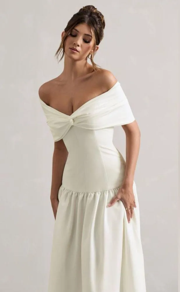 Club L London Marguerite White Twisted Bardot Drop - Image 2