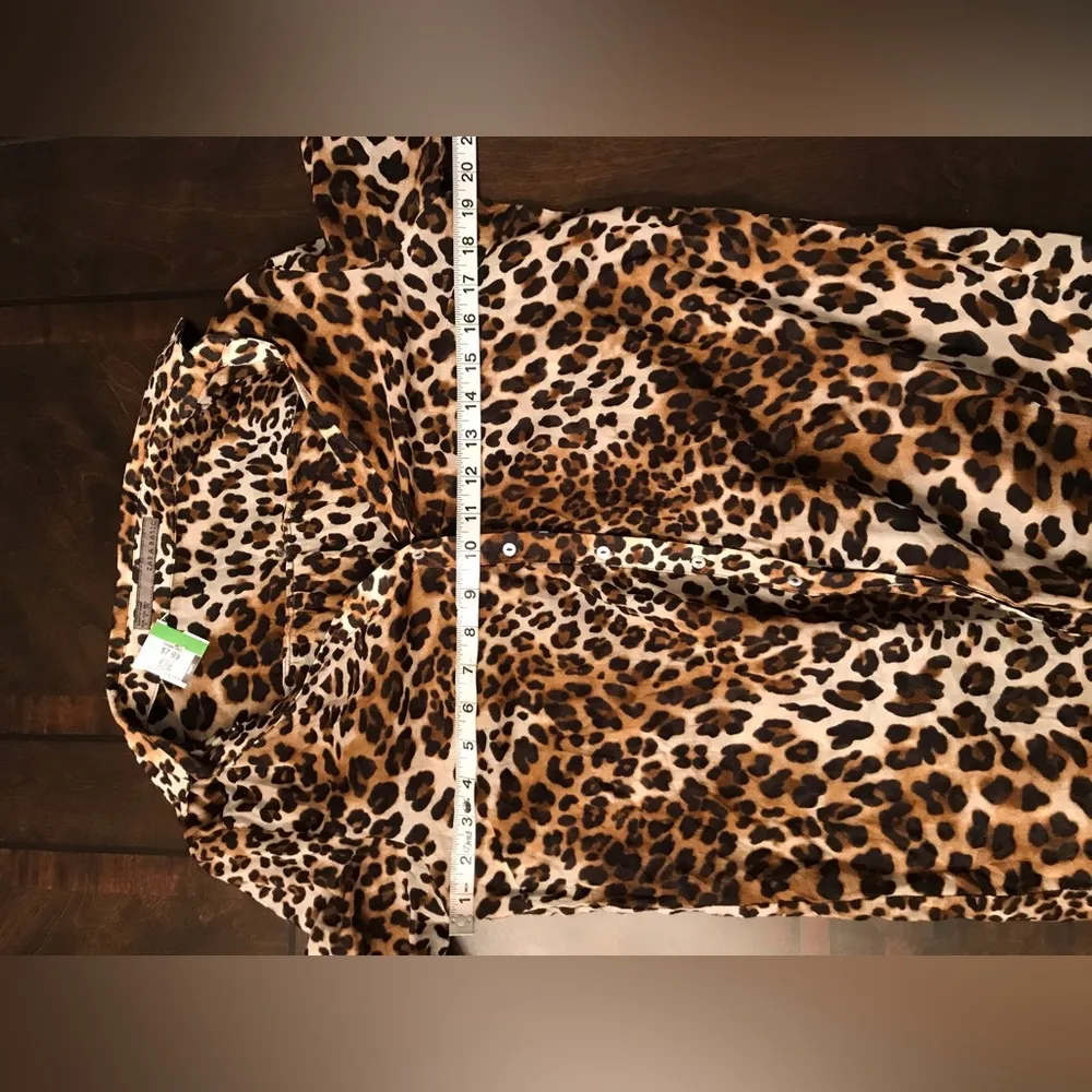 Mob Wife Esthetic Cheetah Print Shirt Dress Sz S Tan - Image 6