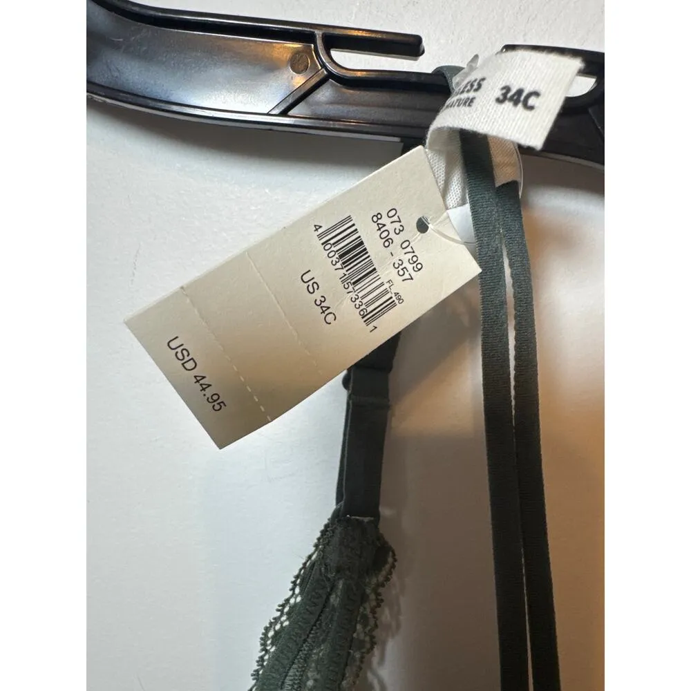 Brand New Offline by Aerie Women's 34C Green Floral Lace Wireless Bra - Image 4